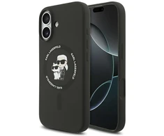 Karl Lagerfeld Liquid Silicone Karl and Choupette MagSafe dėklas skirtas Apple iPhone 17 juodos spalvos