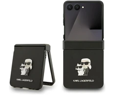 Karl Lagerfeld Saffiano Karl&amp;Choupette Pin dėklas skirtas Samsung Galaxy Z Flip7 Juodas