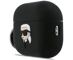 Karl Lagerfeld 3D Logo NFT Karl Head Silicone dėklas skirtas AirPods Pro 3 juodos spalvos