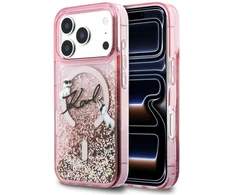 Dėklas Karl Lagerfeld Liquid Glitter Karl Script Logo MagSafe Case for iPhone 17 Pro - Rožinė
