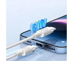 Orico CDX 60W 3A Power Delivery USB-C – USB-C 1m Cable – baltos spalvos