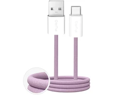 Puro Fabrik 2.0 10W USB-A – USB-C Braided Kabelis 1.5m – rožinės spalvos