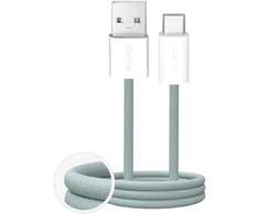 Puro Fabrik 2.0 10W USB-A – USB-C Braided Kabelis 1.5m – žalios spalvos