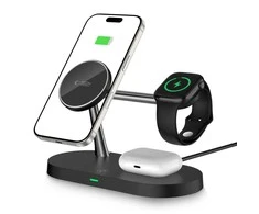 Tech-Protect A12 3in1 MagSafe indukcinis įkroviklis išmaniesiems telefonams / ausinėms / išmaniesiems laikrodžiams - juodas