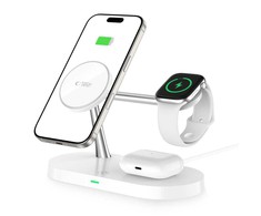 Tech-Protect A12 3in1 MagSafe indukcinis įkroviklis išmaniesiems telefonams / ausinėms / išmaniesiems laikrodžiams - baltas