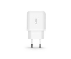 Tech-Protect C20W USB-C PD 20W / USB-A QC 3.0 įkroviklis su USB-C / Lightning kabeliu – baltas