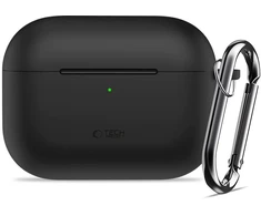 „Tech-Protect“ silikoninis dėklas su kabliuku, skirtas „AirPods Pro 3“ ausinėms - Juodas