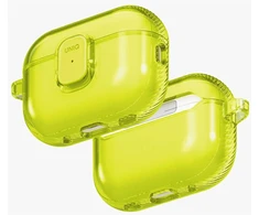 „Uniq Glase Pro“ dėklas, skirtas „AirPods Pro 3“ ausinėms, su užraktu – permatomas, geltonas