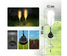 2x 2 saulės energija varomi sodo šviestuvai, pampų žolė, dekoratyvinė LED panelė, 85 cm