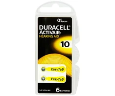 3856# Duracell DA-10 klausos aparato baterijos, 6 vnt.