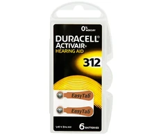 3857# DA-312 Duracell klausos aparato baterijos, 6 vnt.