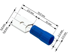 Blow Izoliuota plokščia kištukas 4.8/0.8 mm mėlyna
