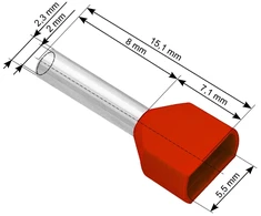 Blow Oem Vamzdelio formos jungtys 2x1.0/8 100vnt - raudona
