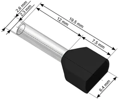 Blow Oem Vamzdelio formos jungtys 2x1.5/12 100vnt - juoda