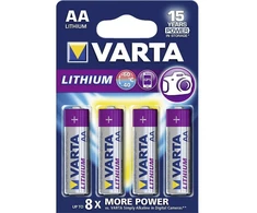 4x R-06 LR06 AA 1.5V L91 ličio Varta baterijos