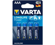 4x R-03 R03 AAA 1,5 V šarminės „Varta Longlife Power“ baterijos