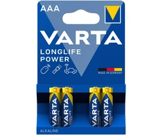 4x R-03 R03 AAA 1,5 V šarminės „Varta Longlife Power“ baterijos