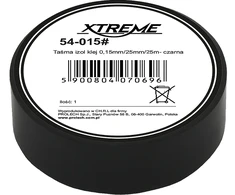 54-015# Xtreme Lipni izoliacinė juosta 0.15mm 25mm 25m - juoda