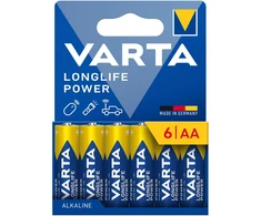 6x 6 vnt. R-06 R06 AA LR06 1,5 V VARTA Longlife Power šarminės baterijos