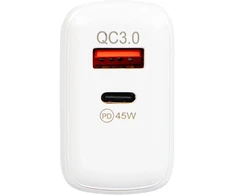 Blow Sieninis įkroviklis USB lizdas + USB-C PD 45W GAN
