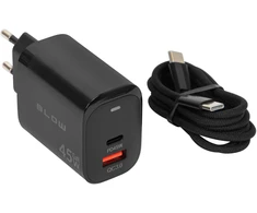 Blow Sieninis įkroviklis USB lizdas + USB-C PD 45W + laidas