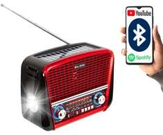Nešiojamasis analoginis AM/FM radijas BT BLOW RA17 saulės energija varomas, raudonas
