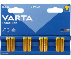 82-546# Šarminės baterijos AAA 1.5 lr3 Varta LongLife 8 vnt.