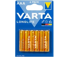 Bateria VARTA LR03 LONGLIFE šarminės baterijos, 6 vnt./bl.