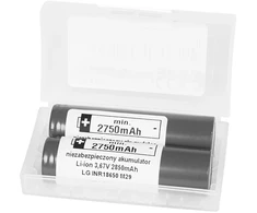 85-614# 18650 ličio jonų akumuliatorius LG 2850 10A 2 vnt. 3,6 V + dėžutė dviem akumuliatoriams