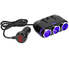 Blow Automobilio cigarečių žiebtuvėlio skirstytuvas 1xKIŠTUKAS/3xLIZDAI+2xUSB CS-35 laidas