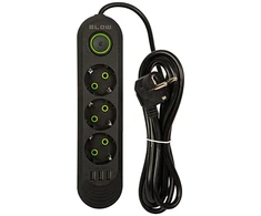 Blow PS-330 3 lizdų 3xUSB tinklo ilgintuvas 3m juodas 2x1mm