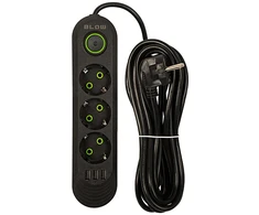Blow PS-350 3 lizdų 3xUSB maitinimo prailginimo kabelis 5m juodas 3x1mm