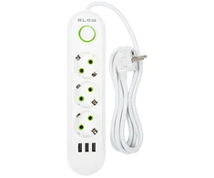 Blow PS-320 3 lizdų 3xUSB tinklo ilgintuvas 2m baltas 2x1mm