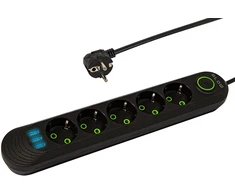 Blow PS-520 5 lizdų 3xUSB tinklo ilgintuvas 2m juodas 2x1mm
