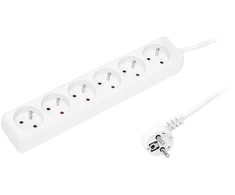 Blow PR-670P 6 lizdų maitinimo prailginimo kabelis su įžeminimu 1.5 m baltas 3x1.5 mm
