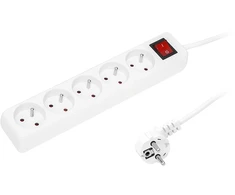 Blow PR-570WSP 5 lizdų maitinimo ilgintuvas su įžeminimu + jungiklis 5 m baltas (3x1.5 mm)
