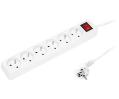Blow PR-670WSP 6 lizdų maitinimo ilgintuvas su įžeminimu + jungiklis 3m baltas 3x1.5mm