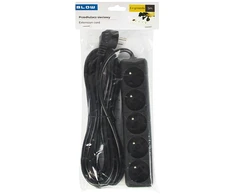 Blow PR-570P 5 lizdų maitinimo prailginimo kabelis su įžeminimu 5 m juodas 3x1.5 mm