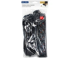 Blow PR-570WSP prailgintuvas, 5 lizdų su įžeminimu + jungikliu, 10 m, juodas (3x1.5 mm)