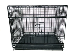 Active canis - Premium klasės narvas su stumdomomis durelėmis - juodas - 122 x 76 x 84