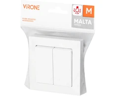 Łącznik „Malta“ šviesos jungiklis, 10A, 250V, WP-2M/S, baltas