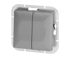 Łącznik Sidabrinis dvigubas jungiklis Pearl, 10A, 250V, WP-2P
