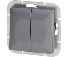 Łącznik Antracito spalvos dviejų jungiklių jungiklis Pearl, 10A, 250V