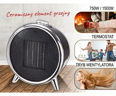 Adler | Fan Heater | AD 7742 | Ceramic | 1500 W | Number of power levels 2 | Juodas/Sidabrinis