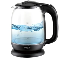 Adler AD 1311 juodas Elektrinis virdulys stiklinis 1,7 l, 2200 w, pašvietimas led, obrotowa podstawa 360°, automatyczne wyłączanie