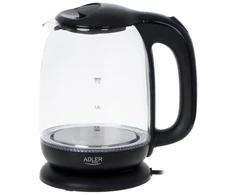 Adler AD 1311 juodas Elektrinis virdulys stiklinis 1,7 l, 2200 w, pašvietimas led, obrotowa podstawa 360°, automatyczne wyłączanie