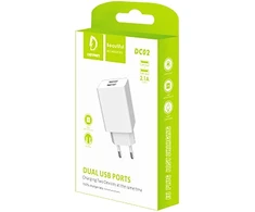 Ładowarka Dvigubas USB 2100 mA sieninis įkroviklis