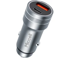 Ładowarka Įkroviklis „Miccell VQ-C48“ automobilinis įkroviklis, 48 ​​W, USB-A + USB-C, pilkas