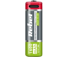 Akumulatorki REBEL AA baterijos, 1600 mAh, ličio jonų, 1,5 V, 2 vnt./bl, R6, C tipo lizdas
