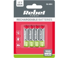 Akumulatorki REBEL AAA baterijos, 900 mAh, Ni-MH, 1.2V, 4 vnt/bl, R3